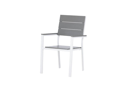 2er Set Gartenstuhl Vita Weiß/Grau Aluminium Aintwood Design