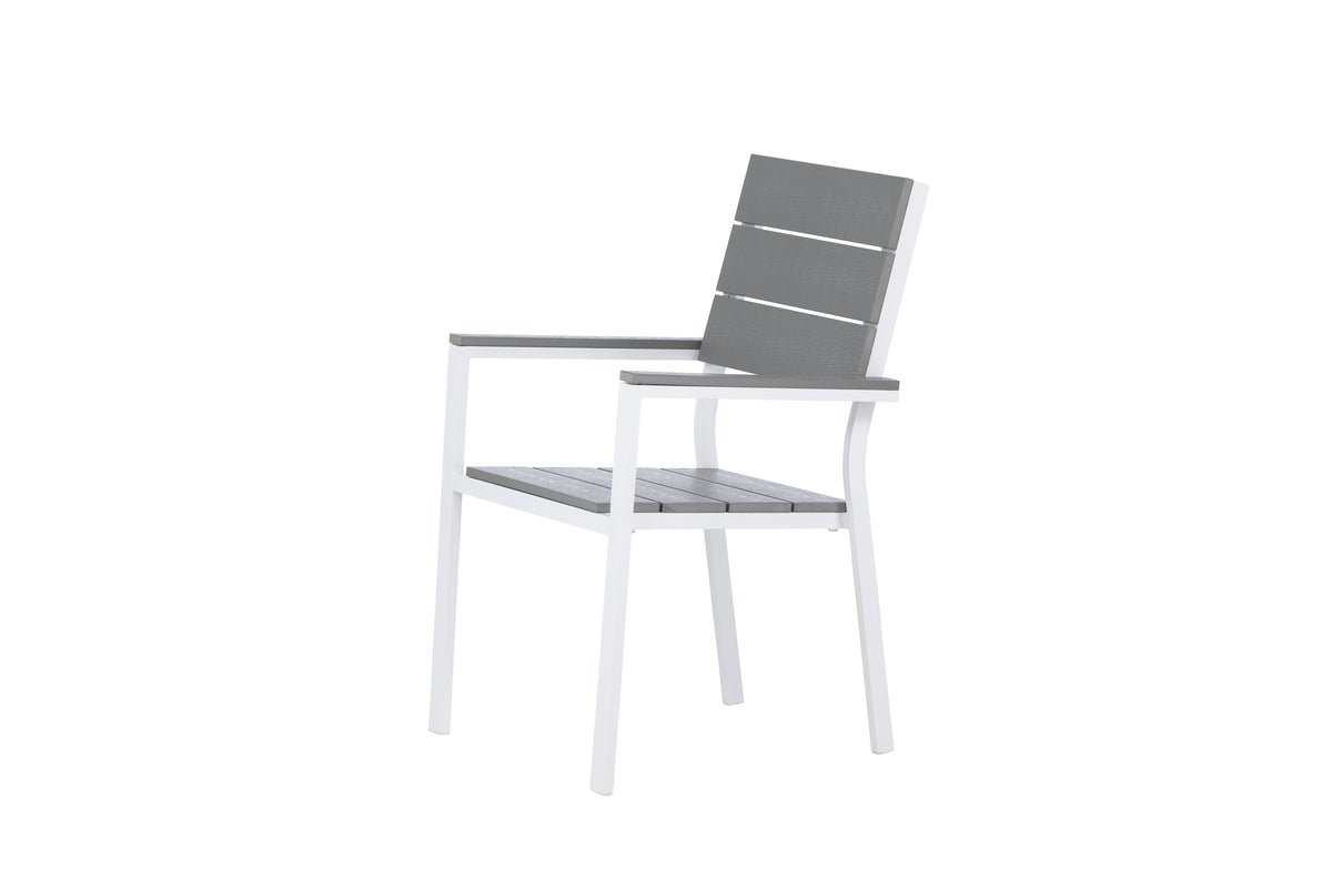 2er Set Gartenstuhl Vita Weiß/Grau Aluminium Aintwood Design