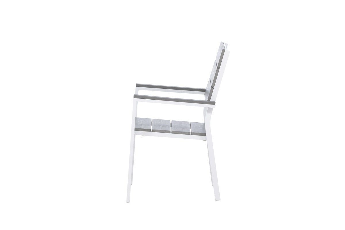 2er Set Gartenstuhl Vita Weiß/Grau Aluminium Aintwood Design