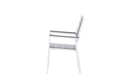 2er Set Gartenstuhl Vita Weiß/Grau Aluminium Aintwood Design