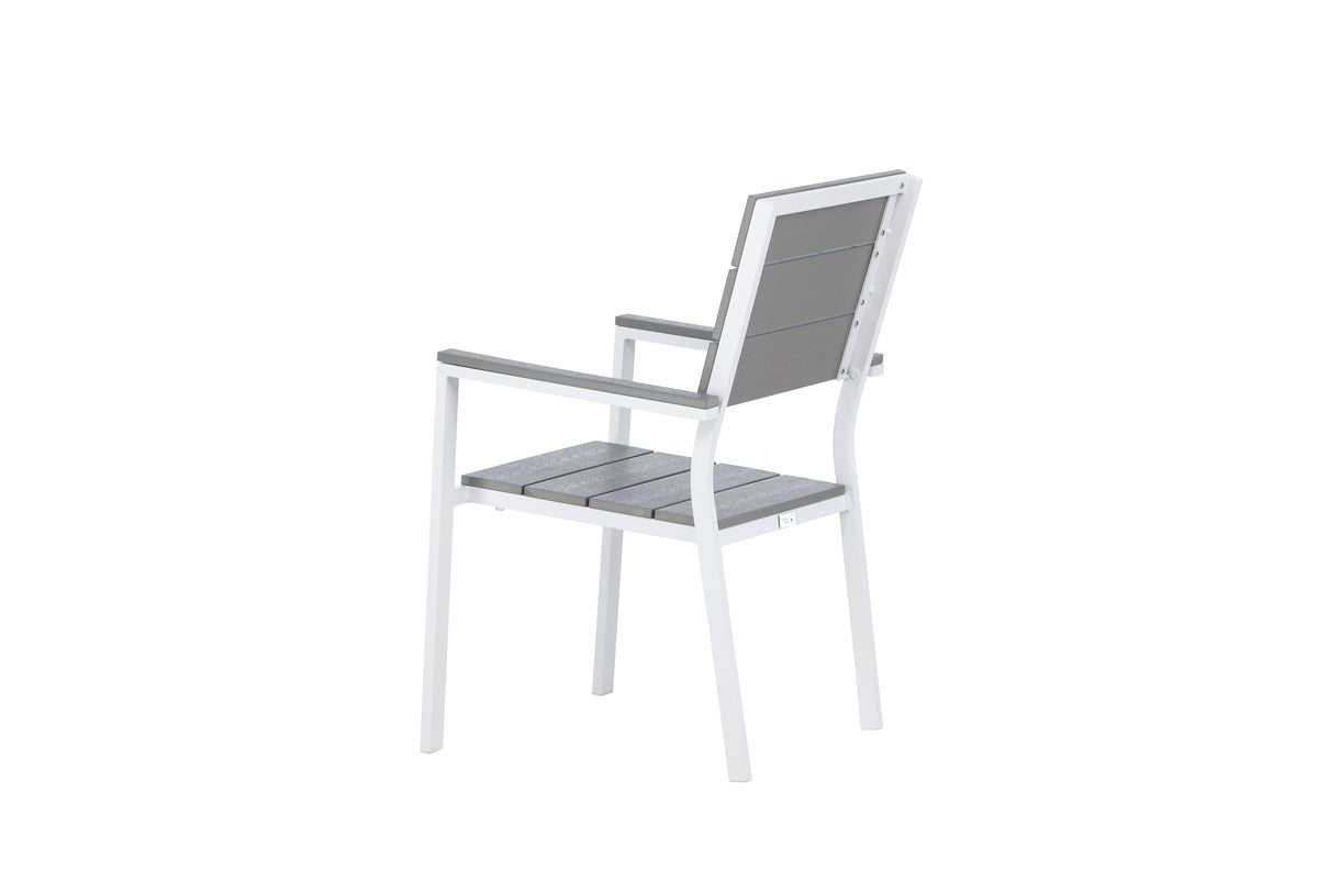 2er Set Gartenstuhl Vita Weiß/Grau Aluminium Aintwood Design