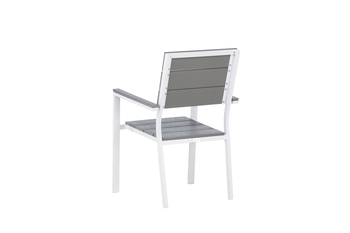2er Set Gartenstuhl Vita Weiß/Grau Aluminium Aintwood Design