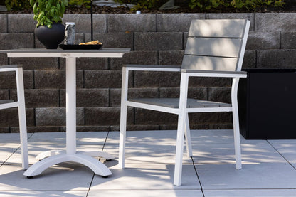 2er Set Gartenstuhl Vita Weiß/Grau Aluminium Aintwood Design