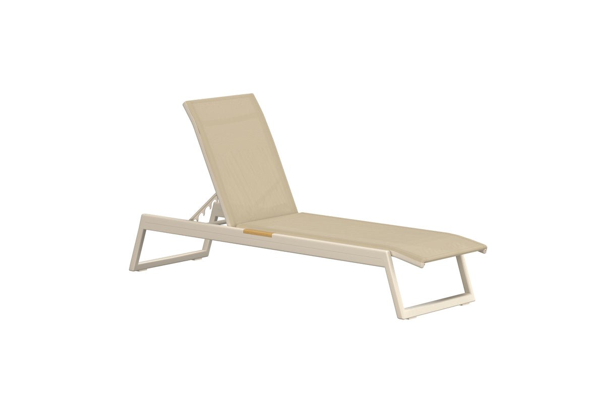 Luxusbetten24 Aera Sonnenliege Set Beige mit Teakholz-Details Garten