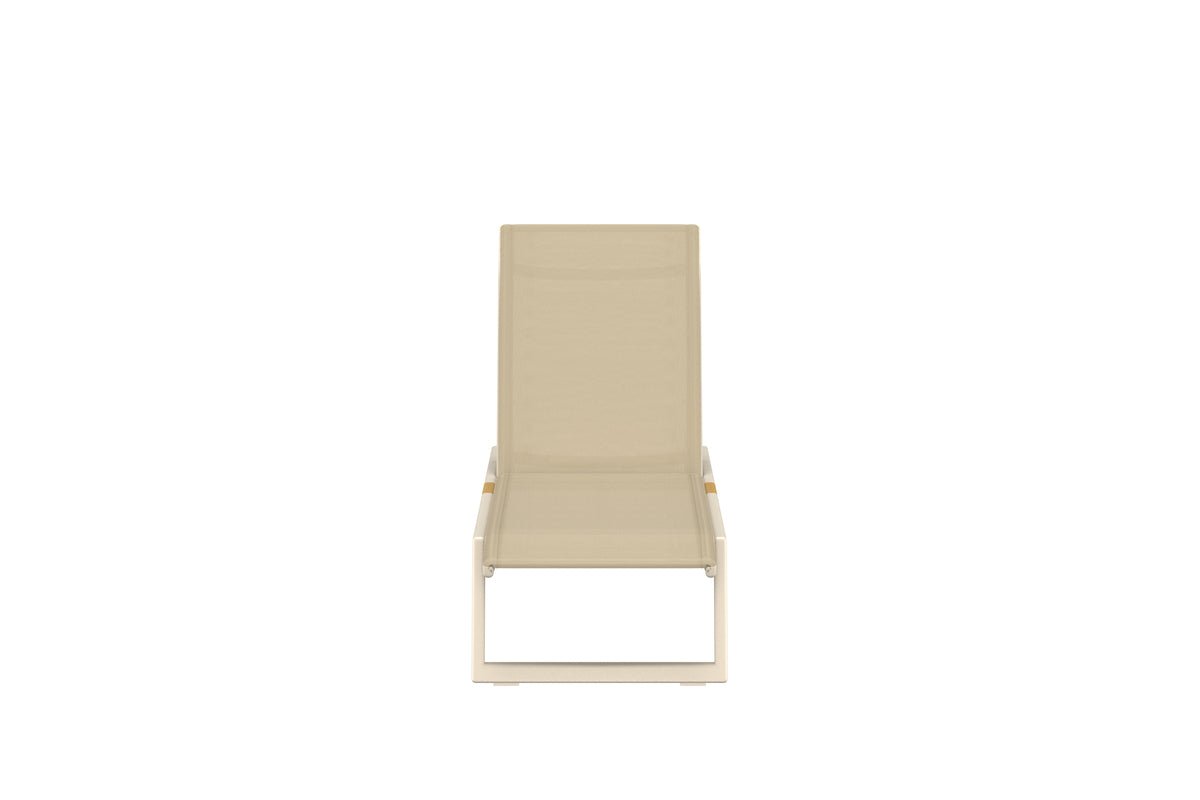 Luxusbetten24 Aera Sonnenliege Set Beige mit Teakholz-Details Garten