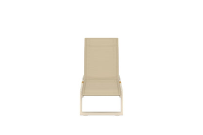 Luxusbetten24 Aera Sonnenliege Set Beige mit Teakholz-Details Garten