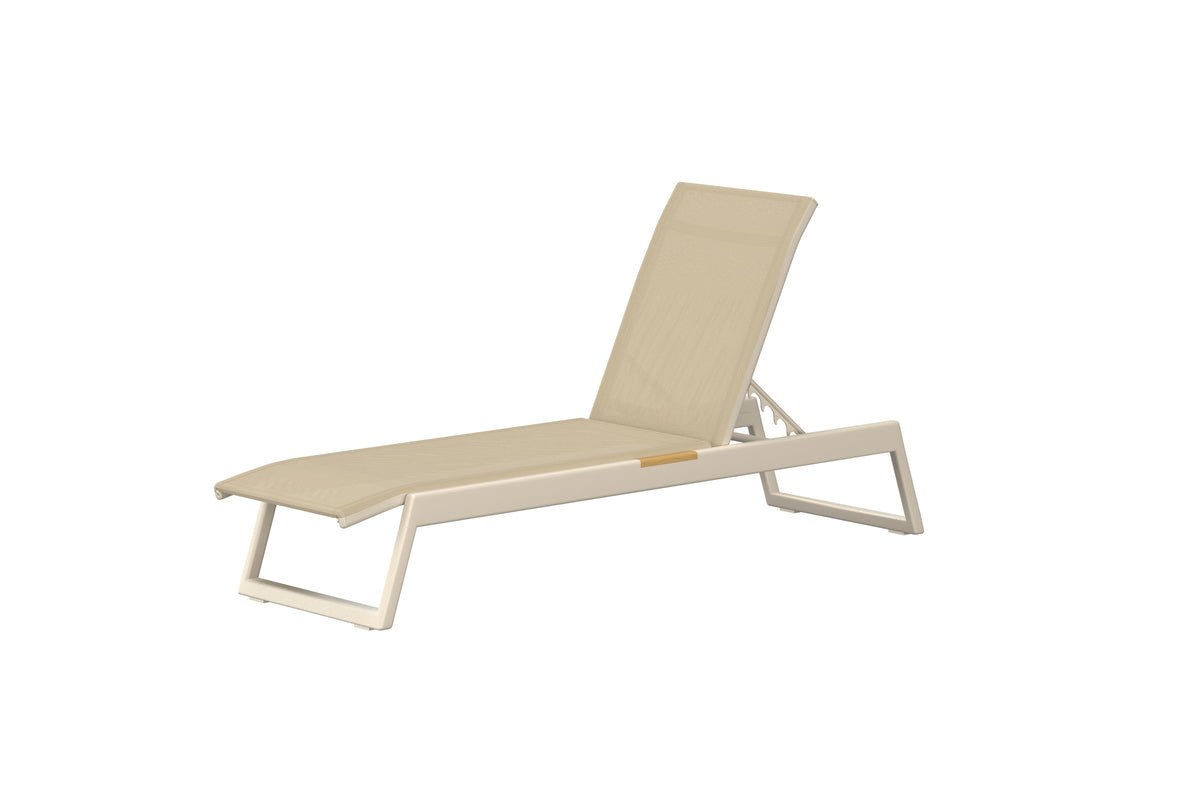Luxusbetten24 Aera Sonnenliege Set Beige mit Teakholz-Details Garten