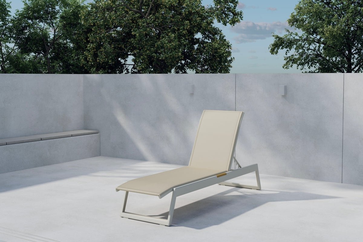 Luxusbetten24 Aera Sonnenliege Set Beige mit Teakholz-Details Garten