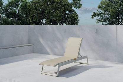 Luxusbetten24 Aera Sonnenliege Set Beige mit Teakholz-Details Garten