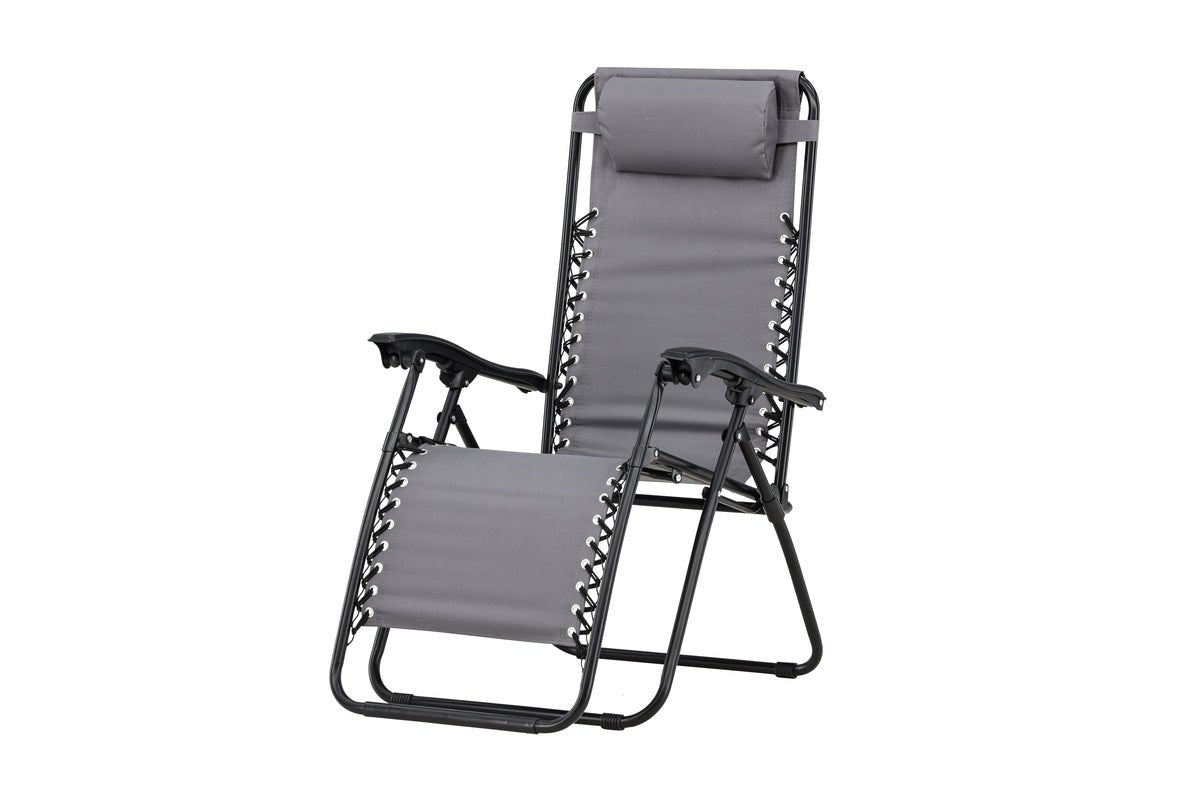 Luxusbetten24 Vionna Sonnenliege 2er Set Oxford‑Gewebe Schwarz/Grau Garten