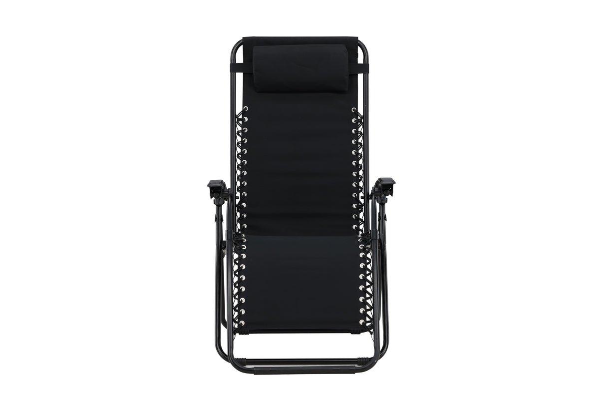 Luxusbetten24 Vionna Sonnenliege 2er Set Oxford‑Gewebe Schwarz/Grau Garten