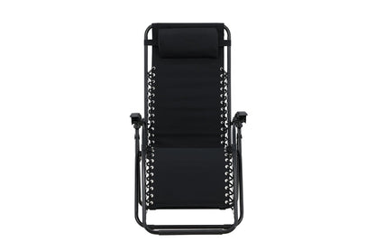 Luxusbetten24 Vionna Sonnenliege 2er Set Oxford‑Gewebe Schwarz/Grau Garten