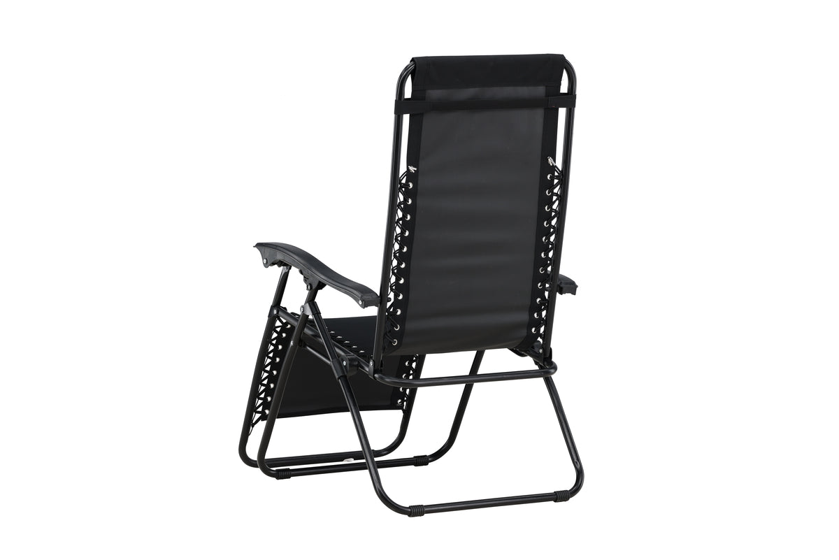 Luxusbetten24 Vionna Sonnenliege 2er Set Oxford‑Gewebe Schwarz/Grau Garten