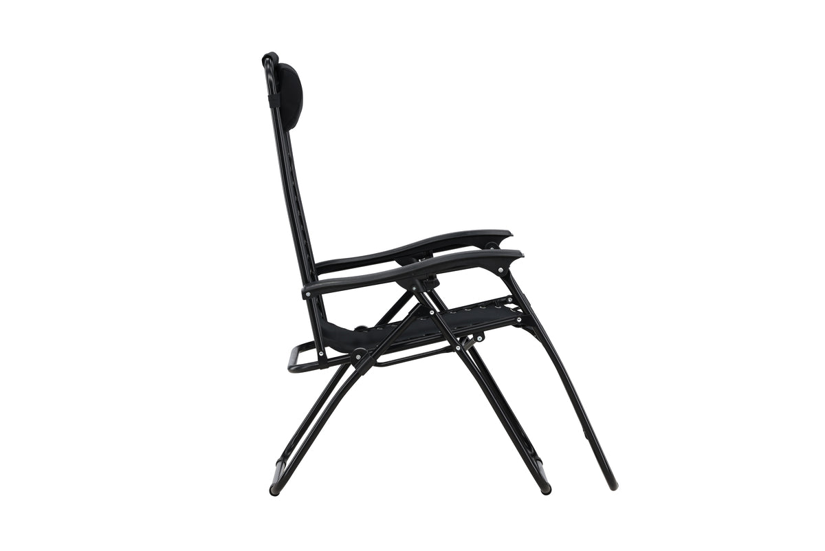 Luxusbetten24 Vionna Sonnenliege 2er Set Oxford‑Gewebe Schwarz/Grau Garten