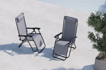 Luxusbetten24 Vionna Sonnenliege 2er Set Oxford‑Gewebe Schwarz/Grau Garten