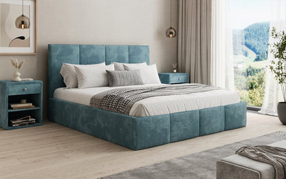 Mina Designer Polsterbett Cord – 140 × 200 cm, wählbare Kopfteilhöhe, Farben