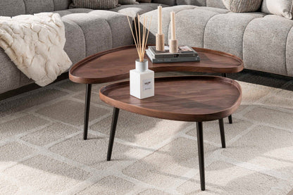 Luxusbetten24 Zamira Couchtisch 2er Set aus Akazienholz, Dunkelbraun