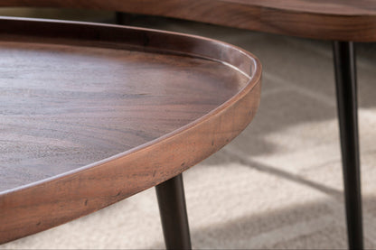 Luxusbetten24 Zamira Couchtisch 2er Set aus Akazienholz, Dunkelbraun