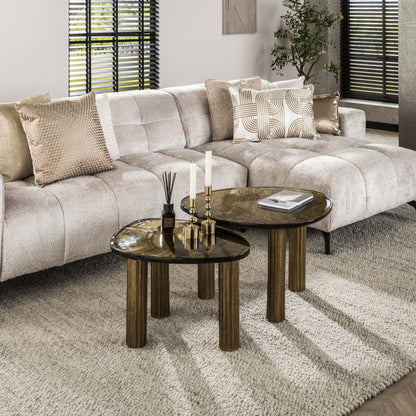 Couchtisch Elysium Größe M Antikkupfer/Antikgold mit Gussglas