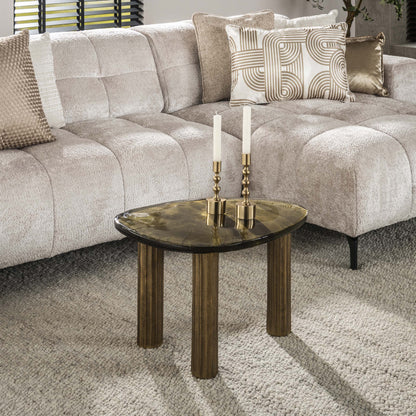 Couchtisch Elysium Größe M Antikkupfer/Antikgold mit Gussglas