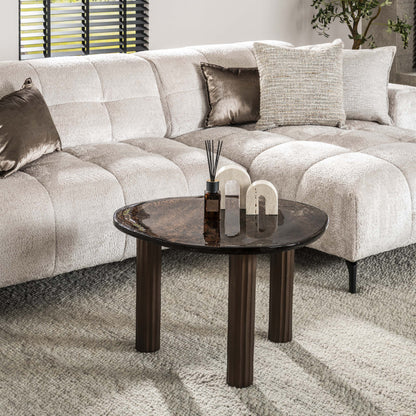 Luxusbetten24 Elysium Couchtisch L mit Gussglas in Antikkupfer