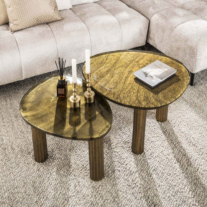 Luxusbetten24 Elysium Couchtisch L mit Gussglas in Antikkupfer