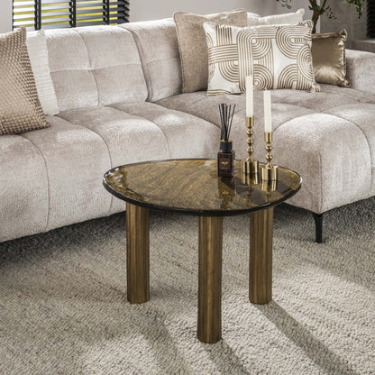 Luxusbetten24 Elysium Couchtisch L mit Gussglas in Antikkupfer