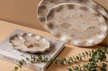 Luxusbetten24 Averelle Schale Marmor Braun Blumenförmig