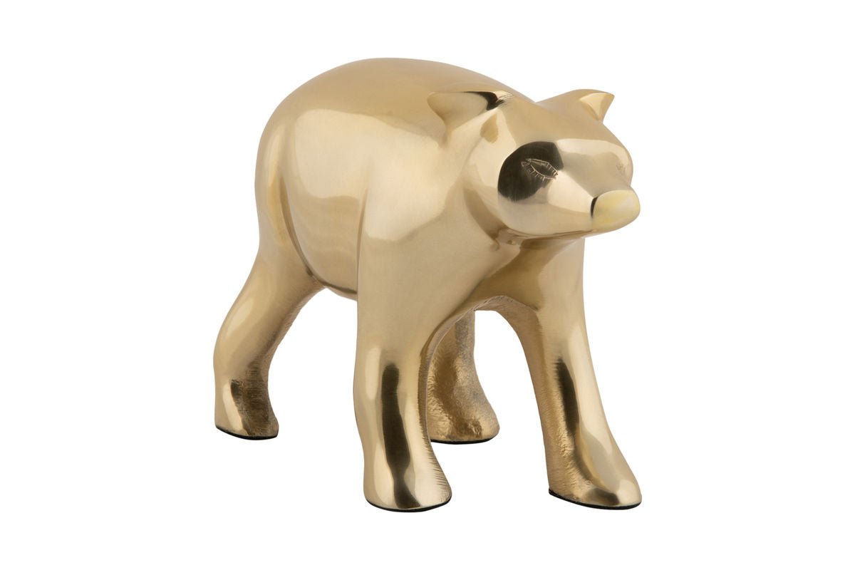 Luxusbetten24 Grizzly Statue – Hochwertiges Metall in Goldoptik Dekor