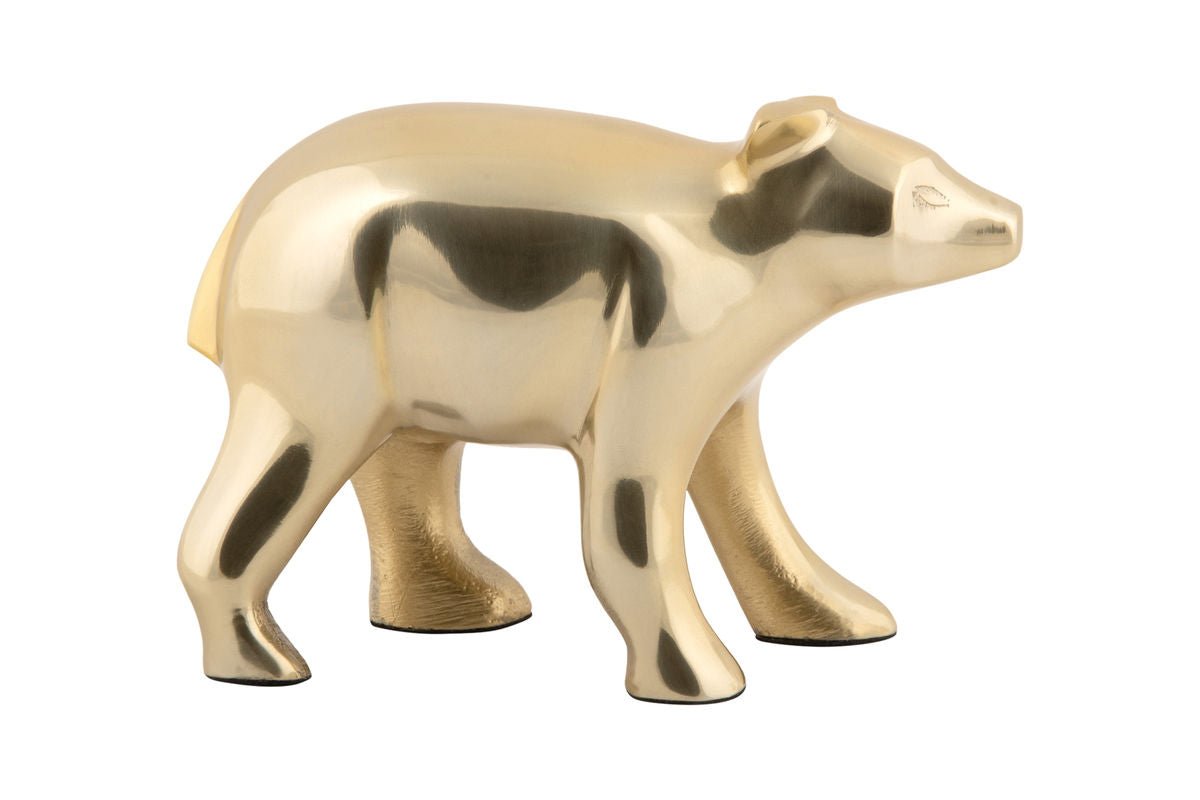 Luxusbetten24 Grizzly Statue – Hochwertiges Metall in Goldoptik Dekor