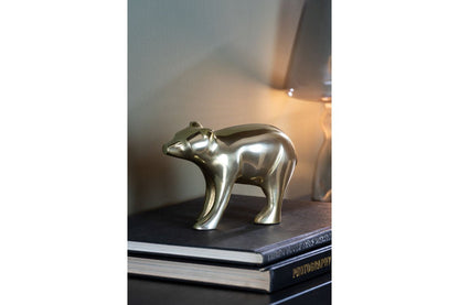 Luxusbetten24 Grizzly Statue – Hochwertiges Metall in Goldoptik Dekor