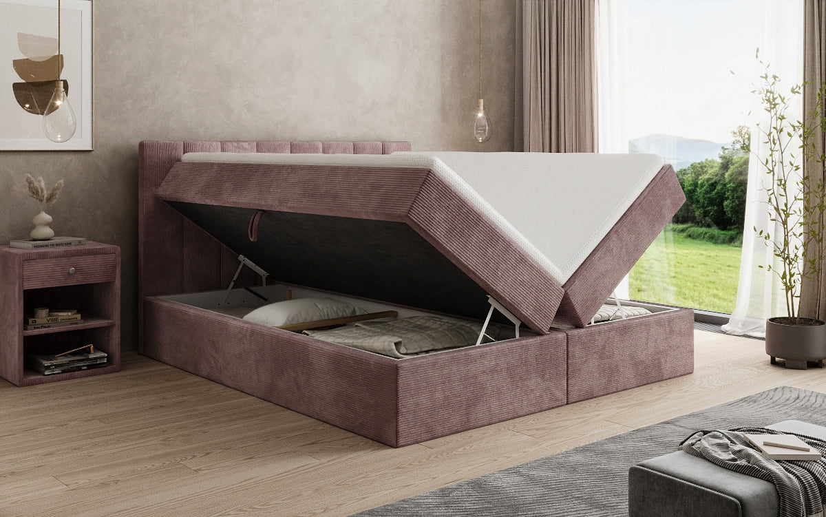 Luxusbetten24 Sofia Boxspringbett Cord mit Stauraum