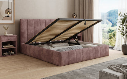 Designer Polsterbett Maja in Cord mit Stauraum