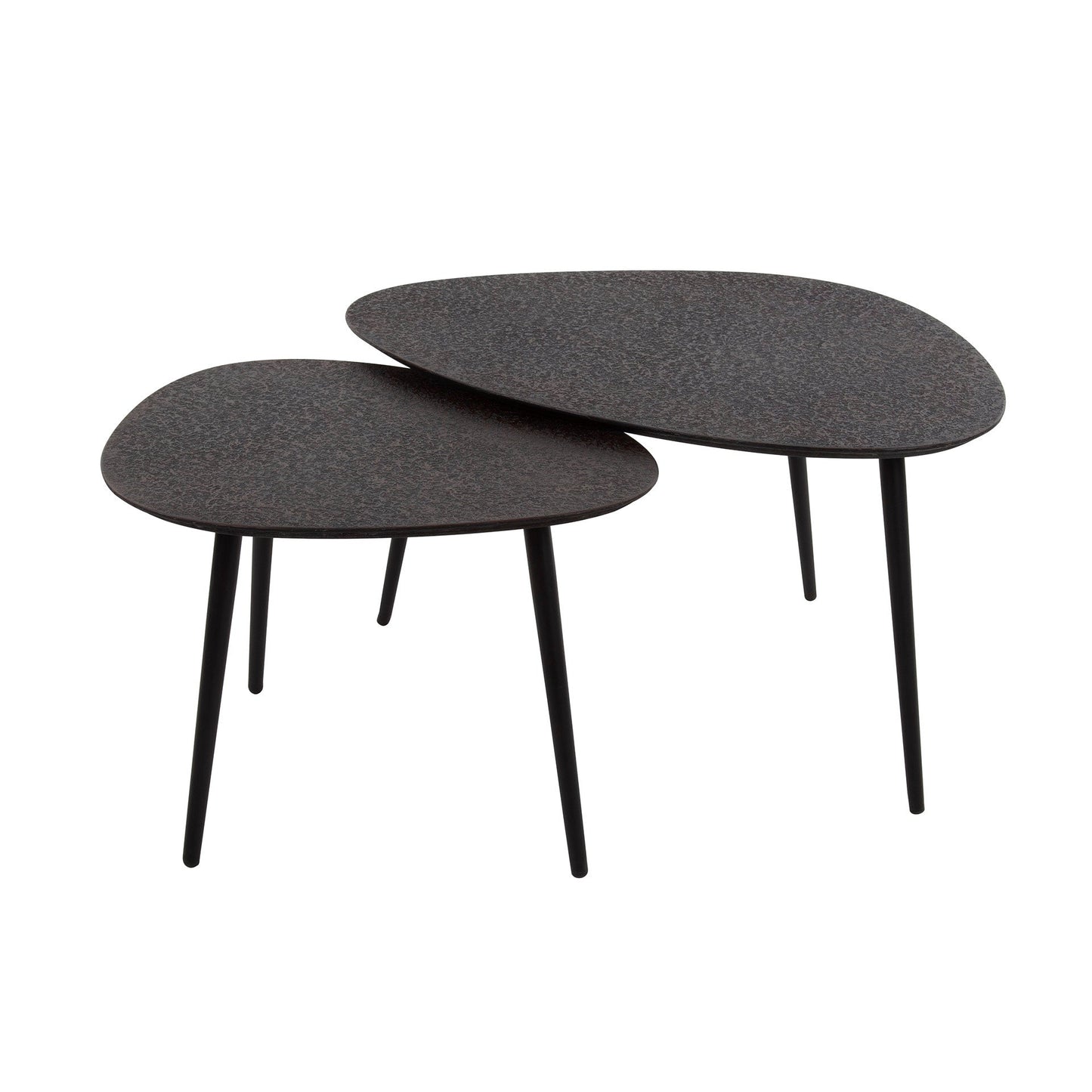 Couchtisch Zolara – 2er Set in Dreieck‑Form in Metallic‑Schwarz