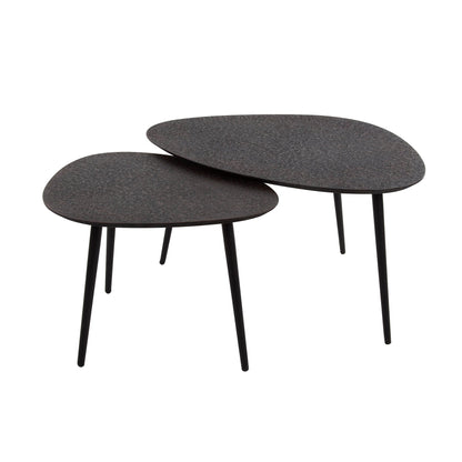 Couchtisch Zolara – 2er Set in Dreieck‑Form in Metallic‑Schwarz
