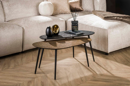 Luxusbetten24 Savino Couchtisch 2er Set in Altbronze/Gold Schwarz