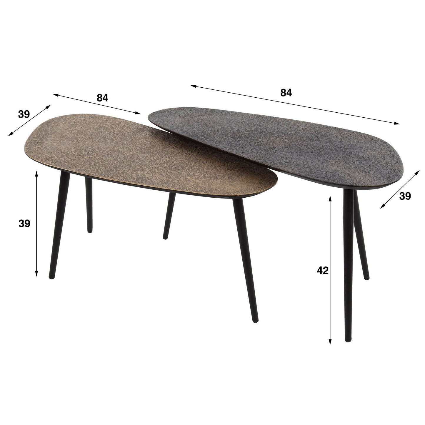 Luxusbetten24 Savino Couchtisch 2er Set in Altbronze/Gold Schwarz