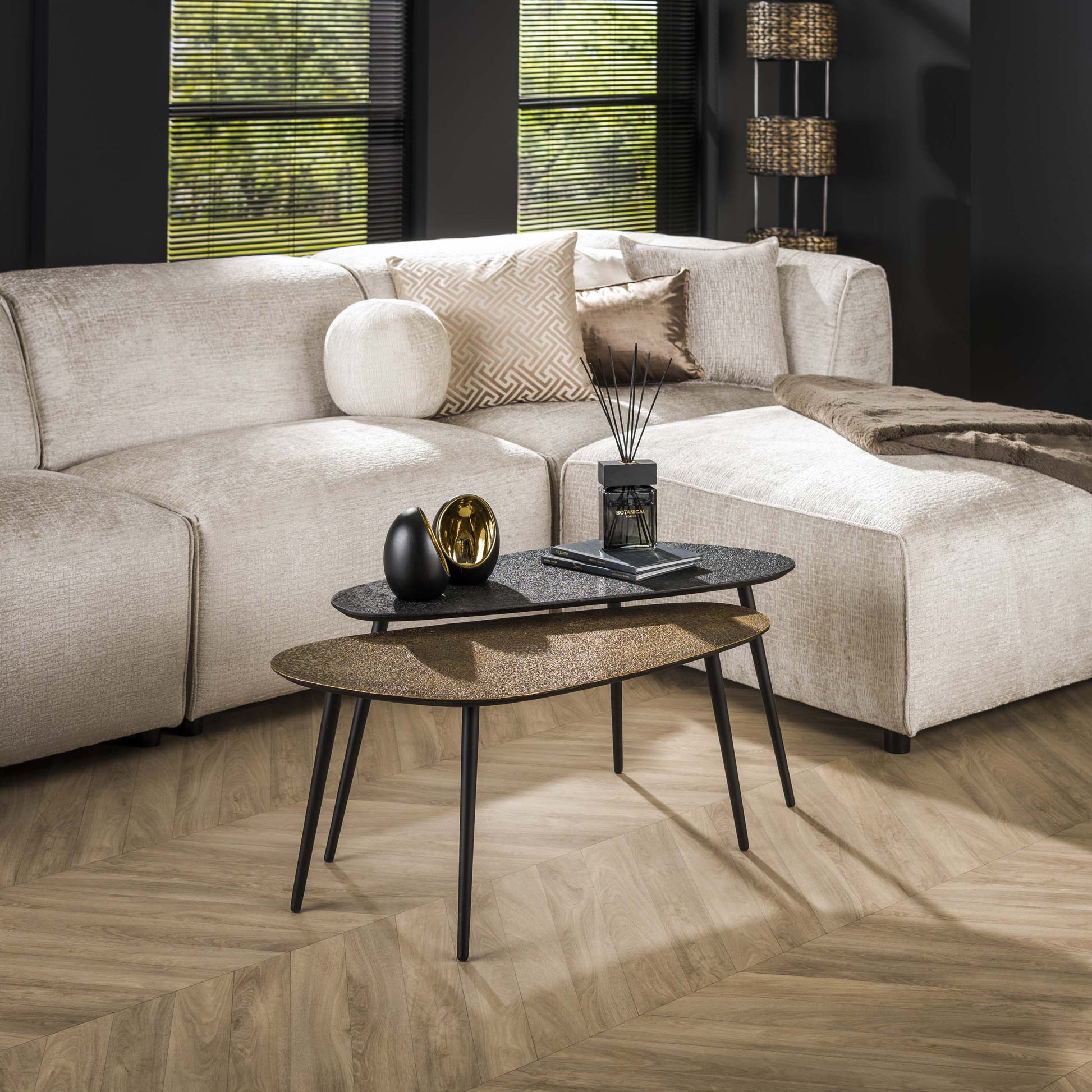 Luxusbetten24 Savino Couchtisch 2er Set in Altbronze/Gold Schwarz
