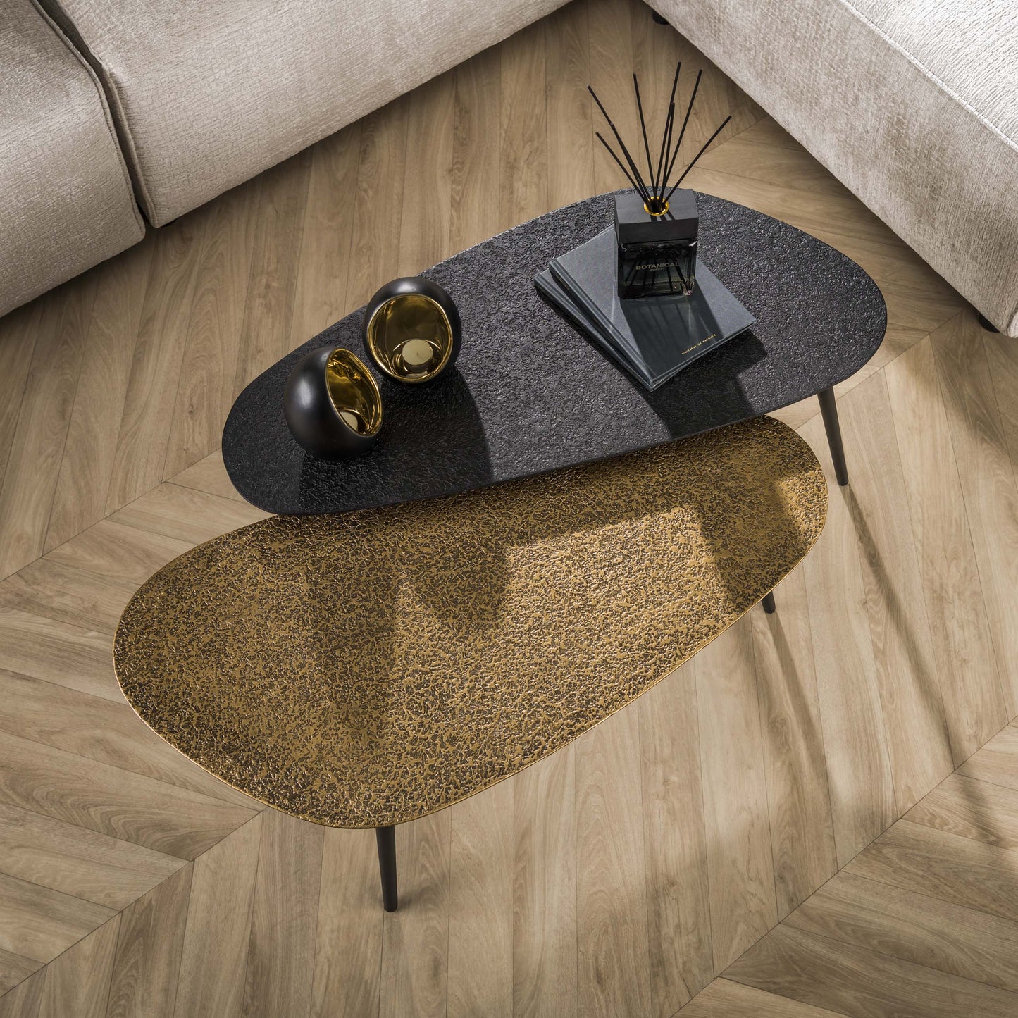 Luxusbetten24 Savino Couchtisch 2er Set in Altbronze/Gold Schwarz
