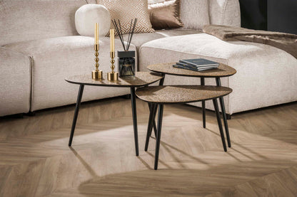 Luxusbetten24 Umara Couchtisch Set – 3 Stück Antikbronze/Gold Dreieck-Design