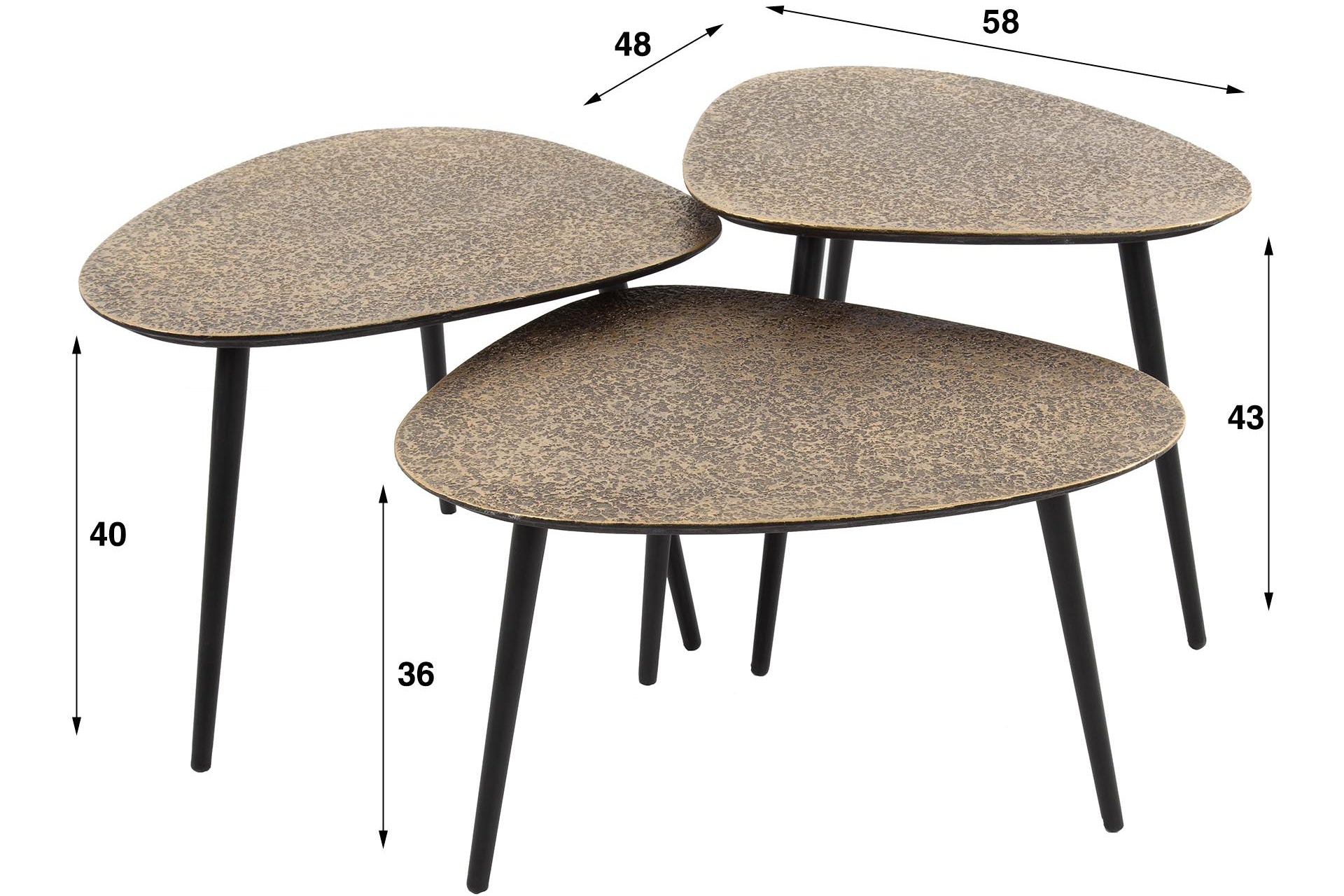 Luxusbetten24 Umara Couchtisch Set – 3 Stück Antikbronze/Gold Dreieck-Design
