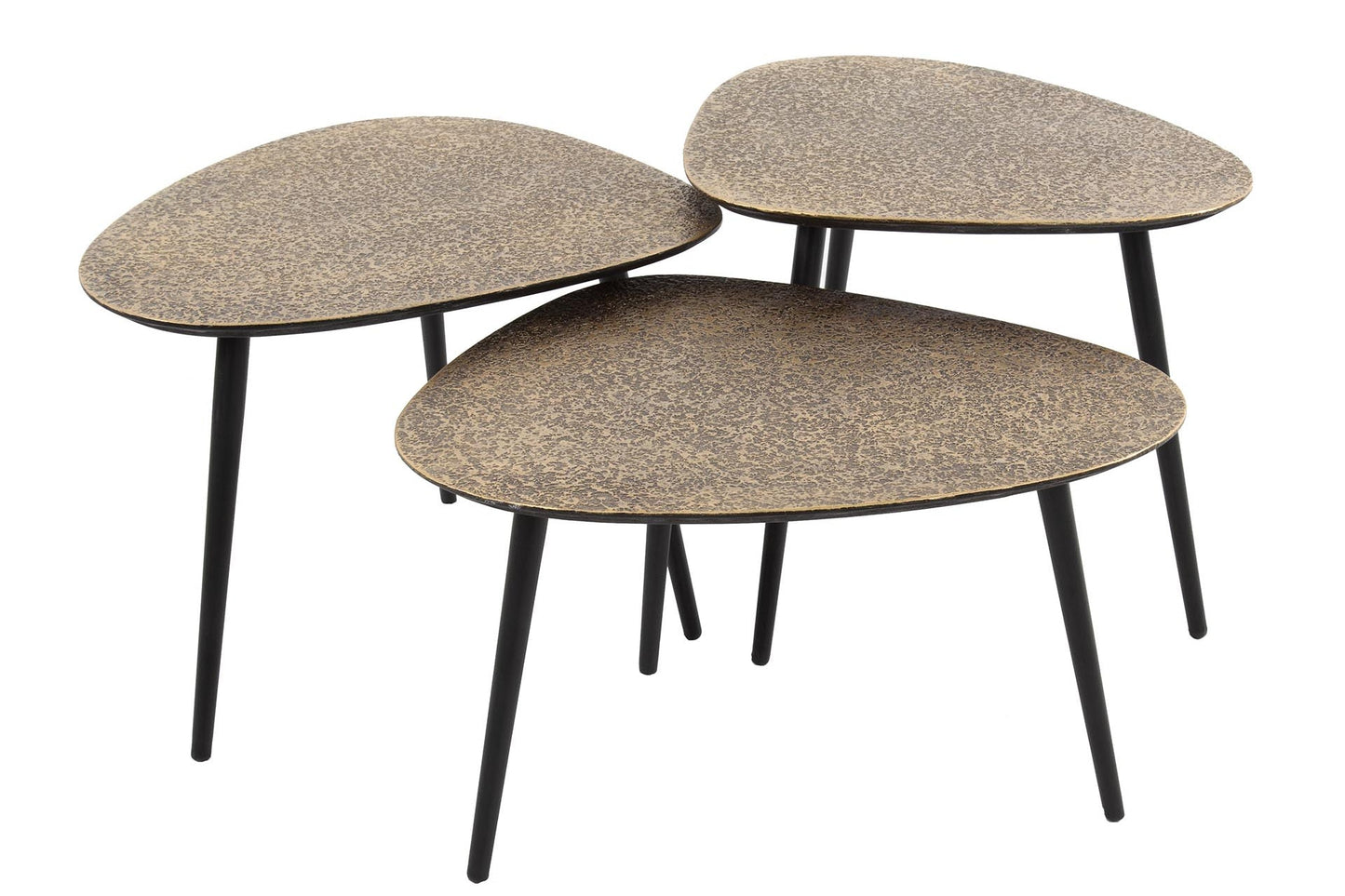 Luxusbetten24 Umara Couchtisch Set – 3 Stück Antikbronze/Gold Dreieck-Design