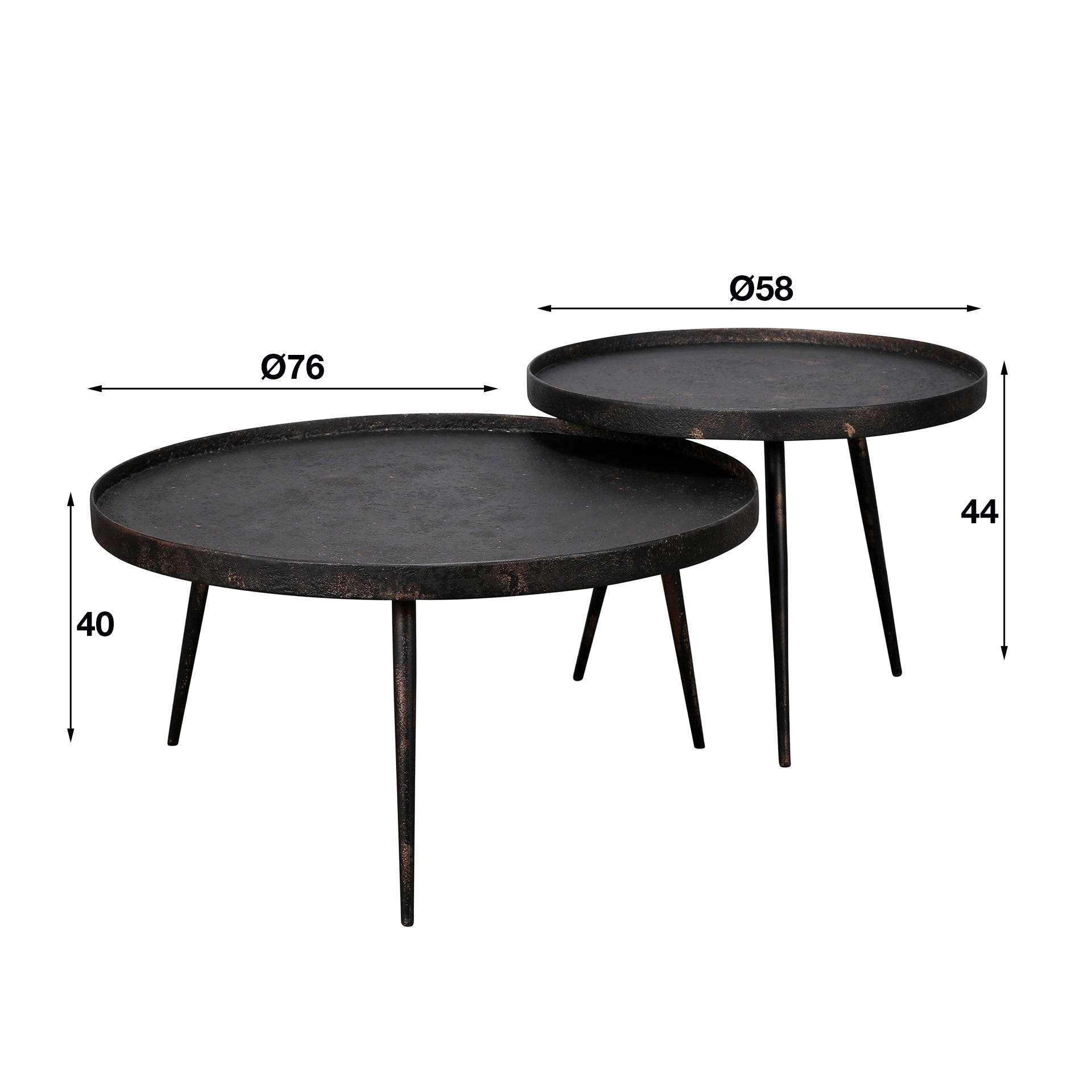 Couchtisch Chrysos 2er Set In Grau Metallic Mit Erhöhtem Rand
