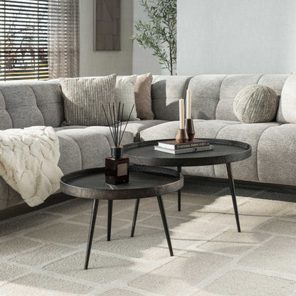 Couchtisch Chrysos 2er Set In Grau Metallic Mit Erhöhtem Rand