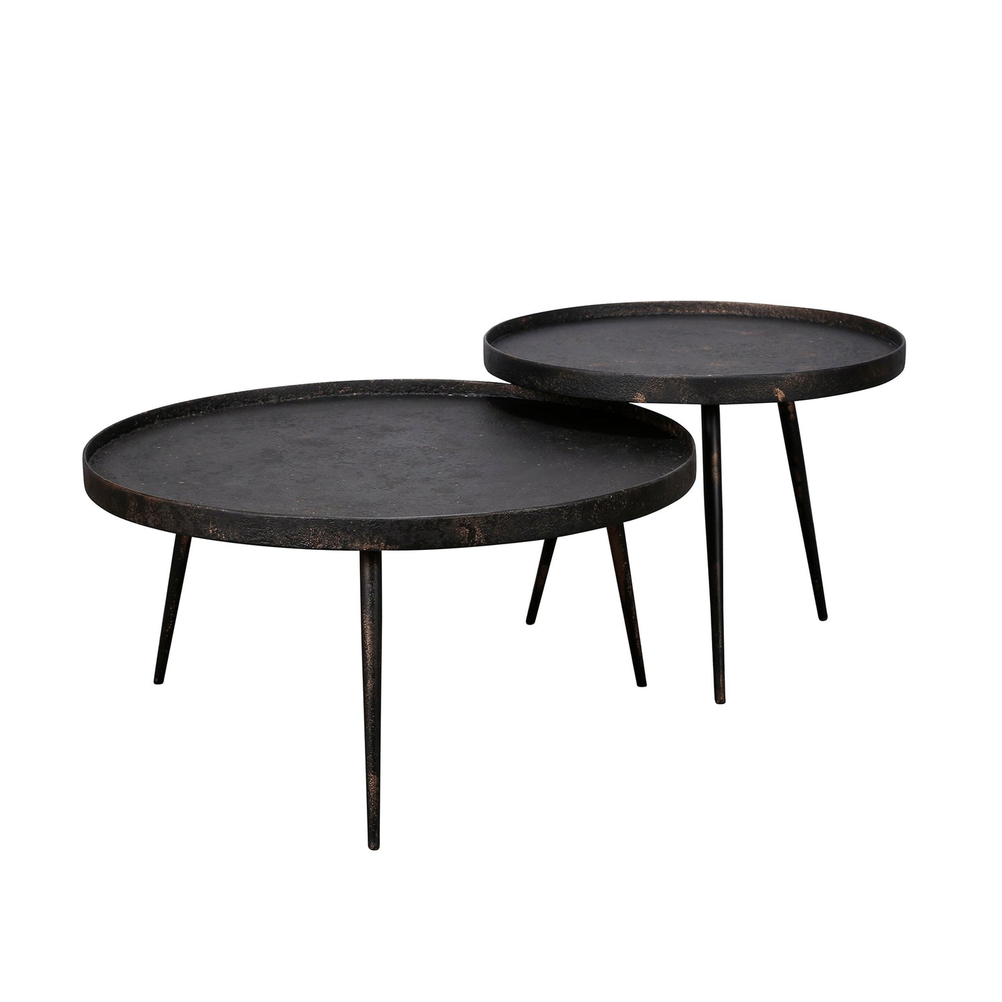 Couchtisch Chrysos 2er Set In Grau Metallic Mit Erhöhtem Rand