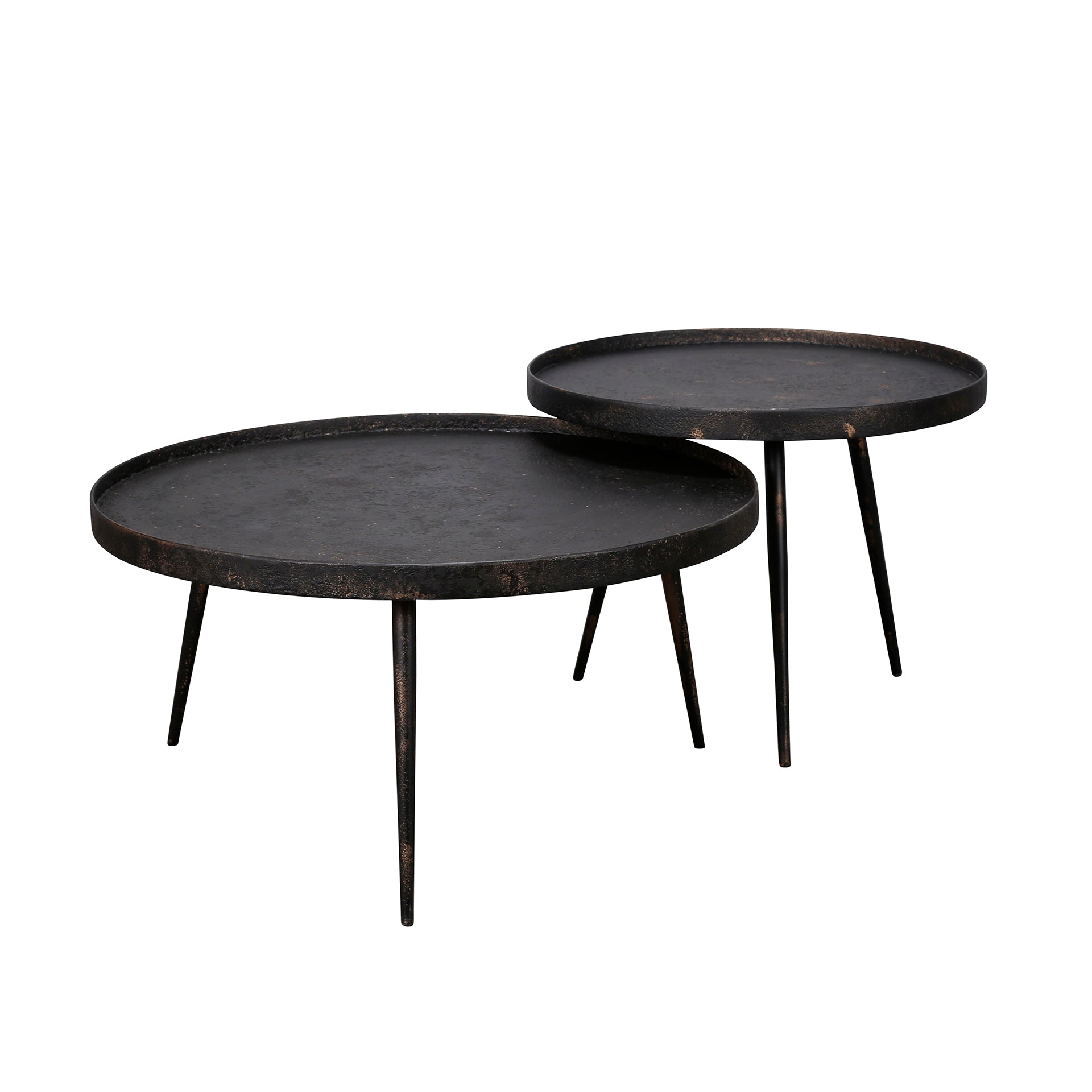 Couchtisch Chrysos 2er Set In Grau Metallic Mit Erhöhtem Rand