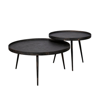 Couchtisch Chrysos 2er Set In Grau Metallic Mit Erhöhtem Rand