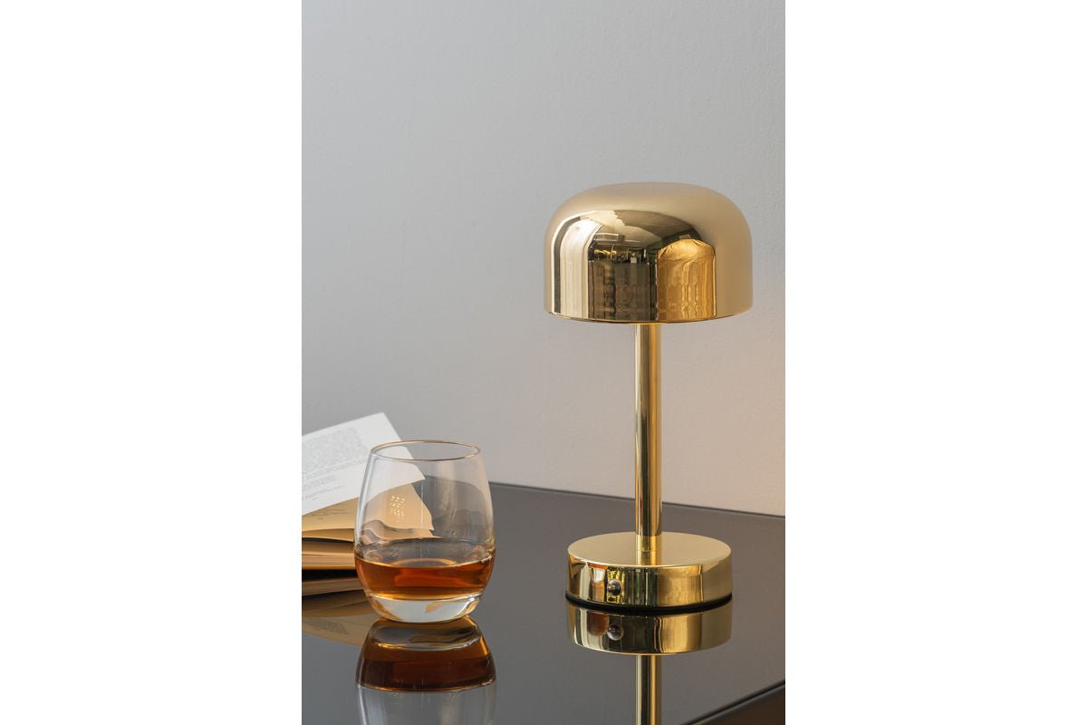 Luxusbetten24 Lumé Tischlampe – Moderner LED-Stil in Gold & Silber