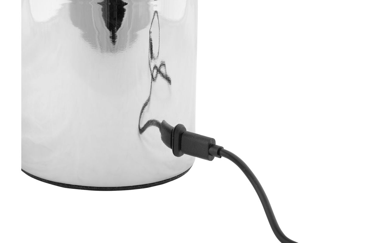 Luxusbetten24 Eldra Tischlampe mit LED in Modernem Chrom