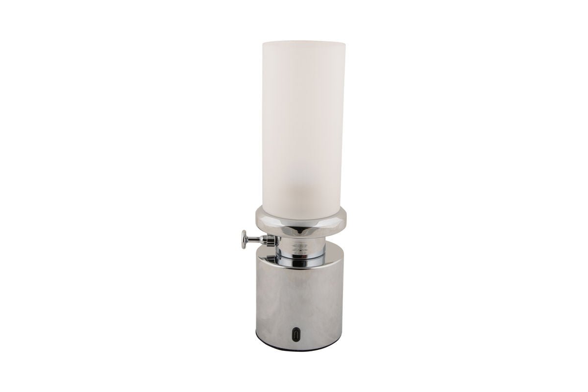 Luxusbetten24 Eldra Tischlampe mit LED in Modernem Chrom